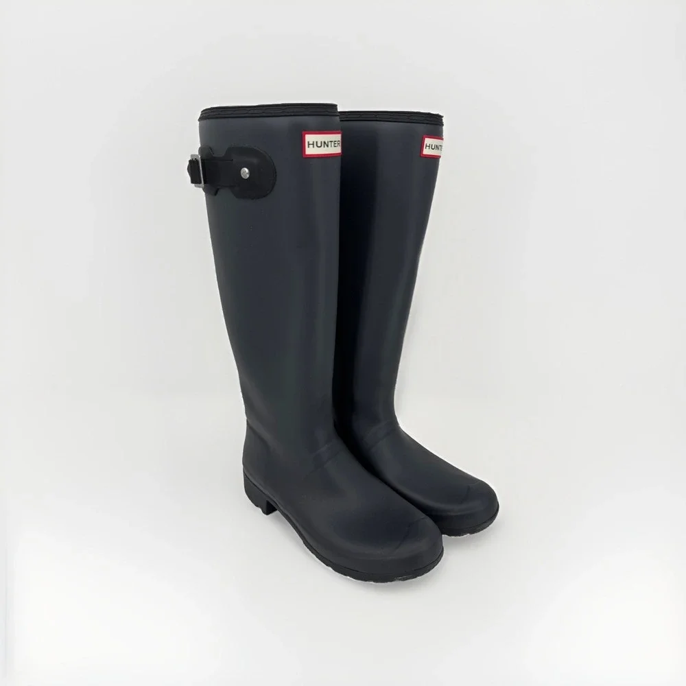 Hunter Original Tall Matte Dark Gray Rain Boots Women Size 8 Barn Garden Preppy